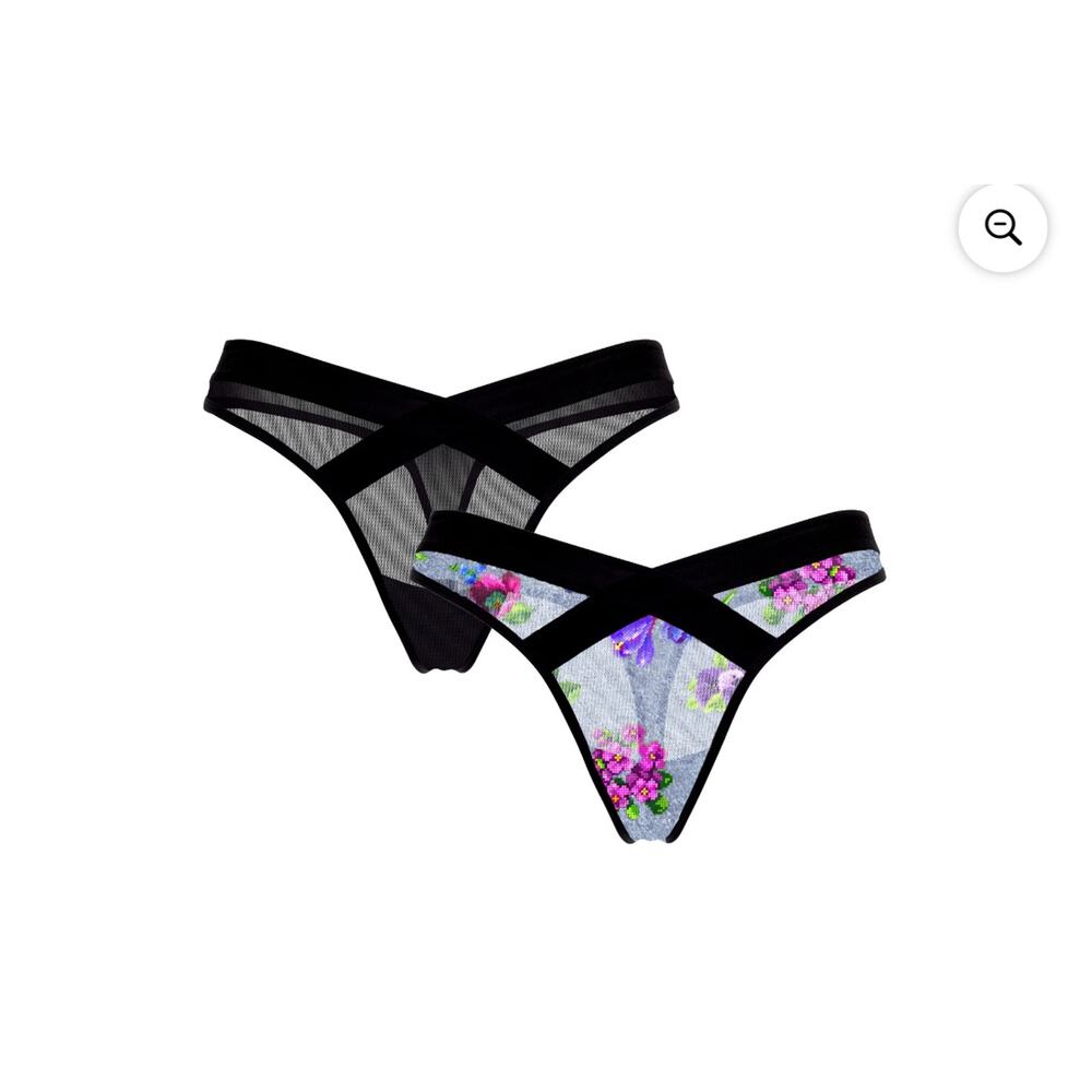 Parade Modal‎ & Mesh Thong Underwear, 2-Pack, Size XL Lavender & Black NEW